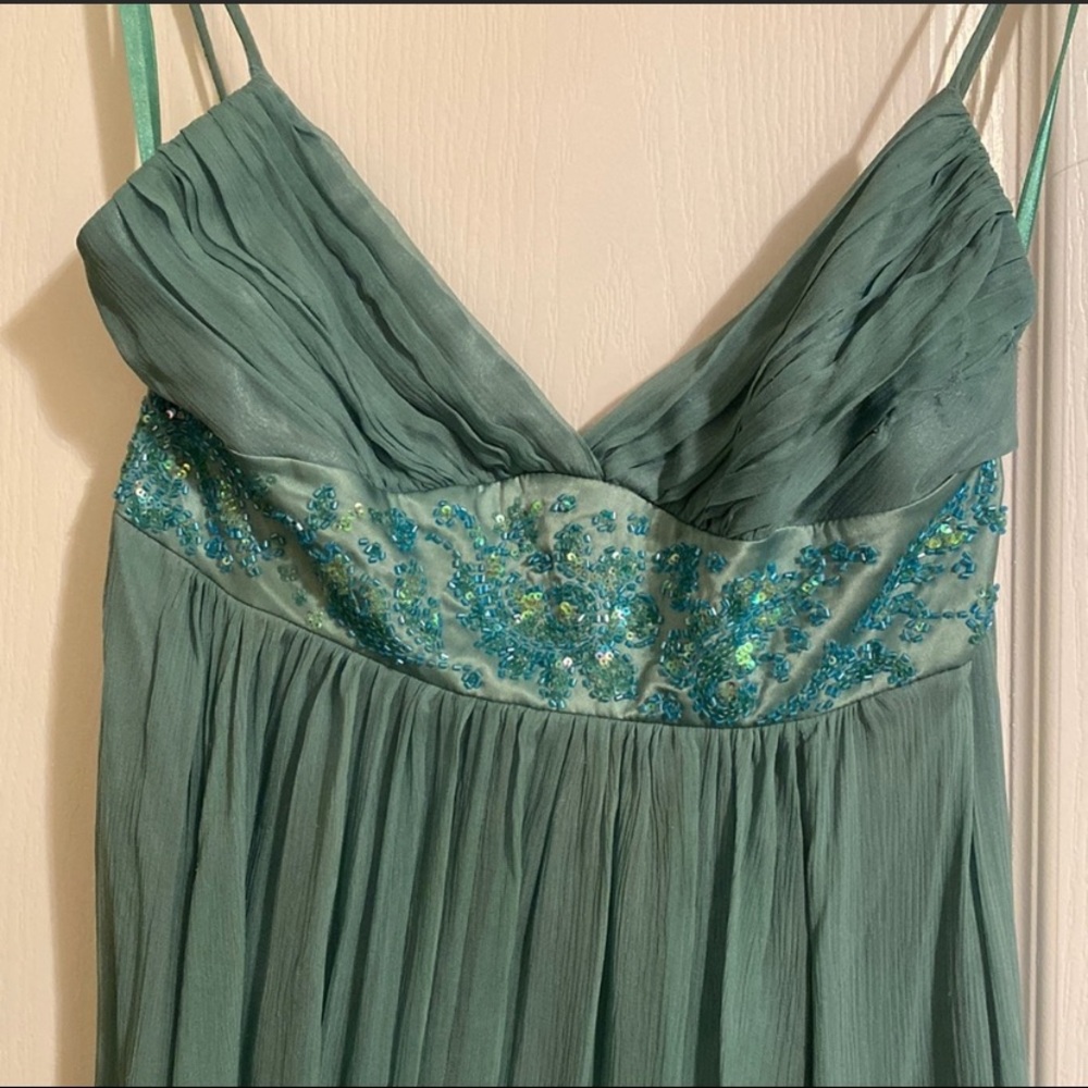 BCBG Max Azria  Empire Waist Beaded Chiffon Gown